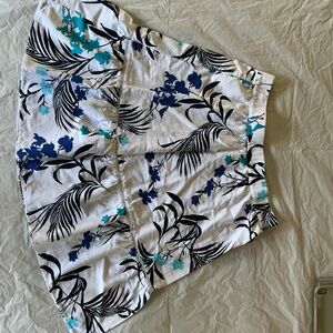 Liz Claiborne Floral Skater Skirt - White and Blue